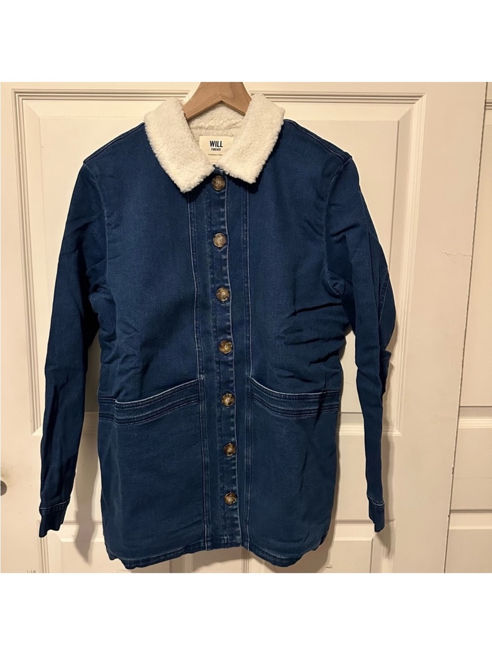 Sezane | Jacket | Will Jacket Indigo Faux Sheepskin Collar - Picture 5 of 14